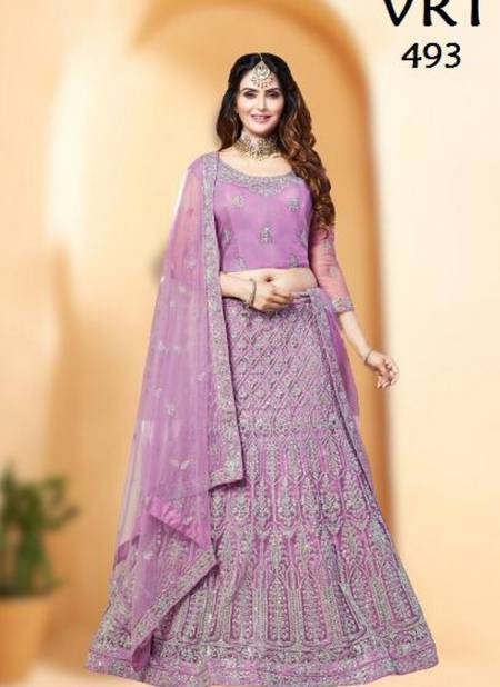 Purple Colour VRT WARM Designer Heavy Latest Wedding Wear Fancy Work Net Lehenga Choli Collection 493